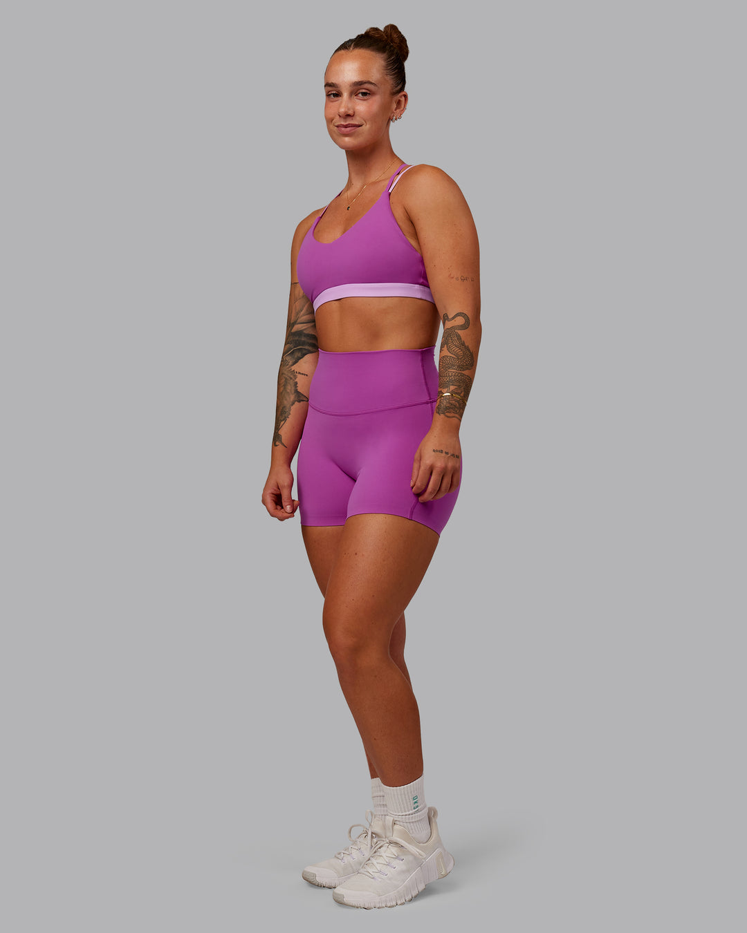 Woman wearing Nexus Sports Bra - Orchid