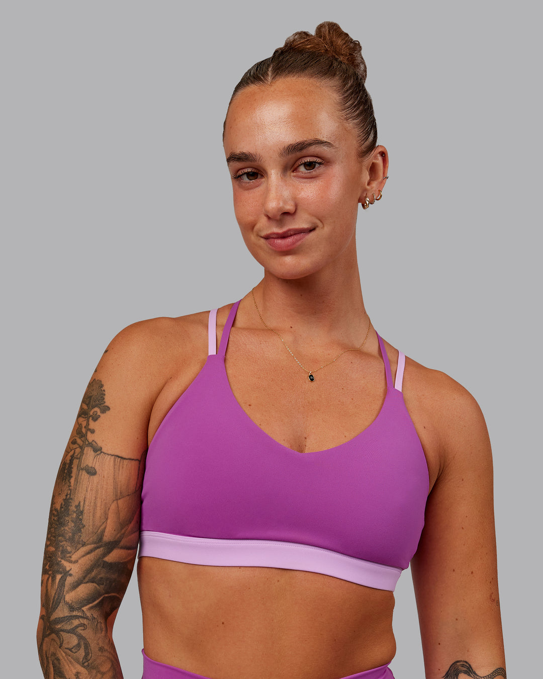 Woman wearing Nexus Sports Bra - Orchid