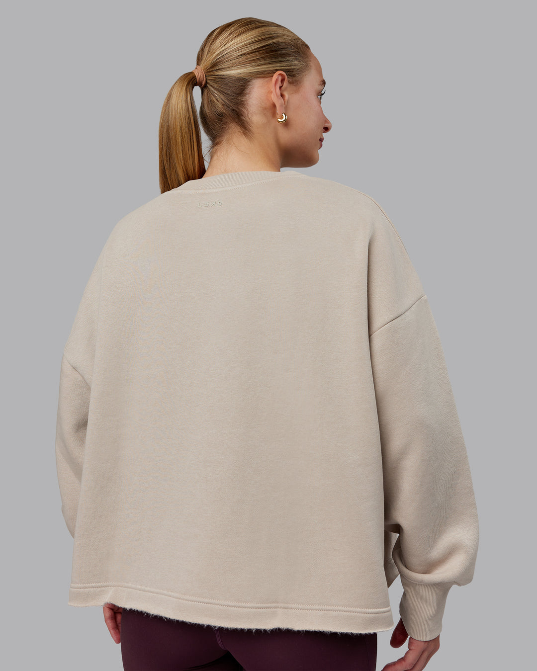 Woman wearing Oasis Cropped Sweater - Shale Beige