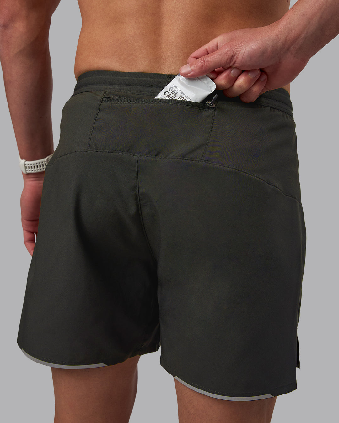 Man wearing Pace 5&quot; Lined Performance Shorts - Pirate Black