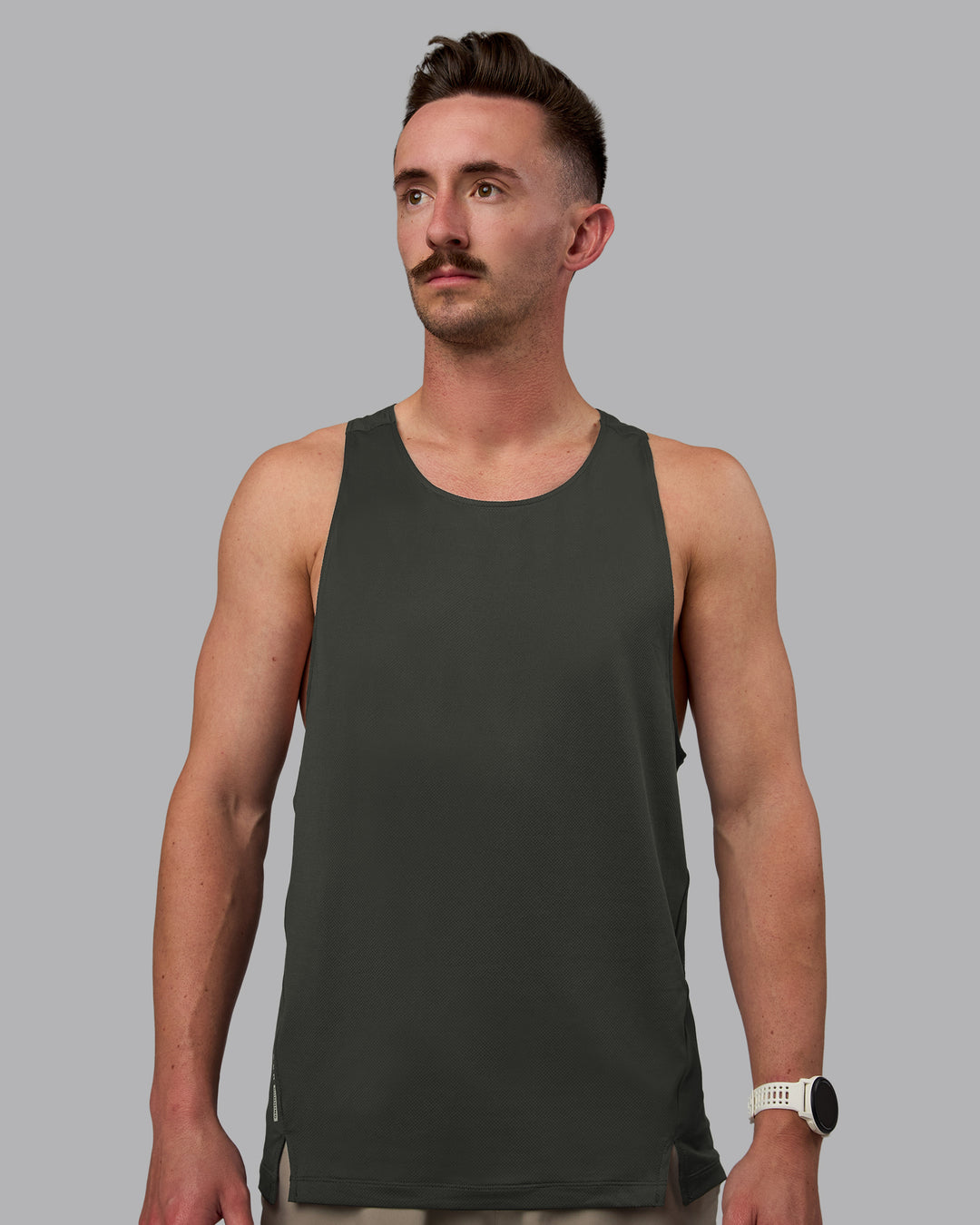 Man wearing Pace Running Tank - Pirate Black