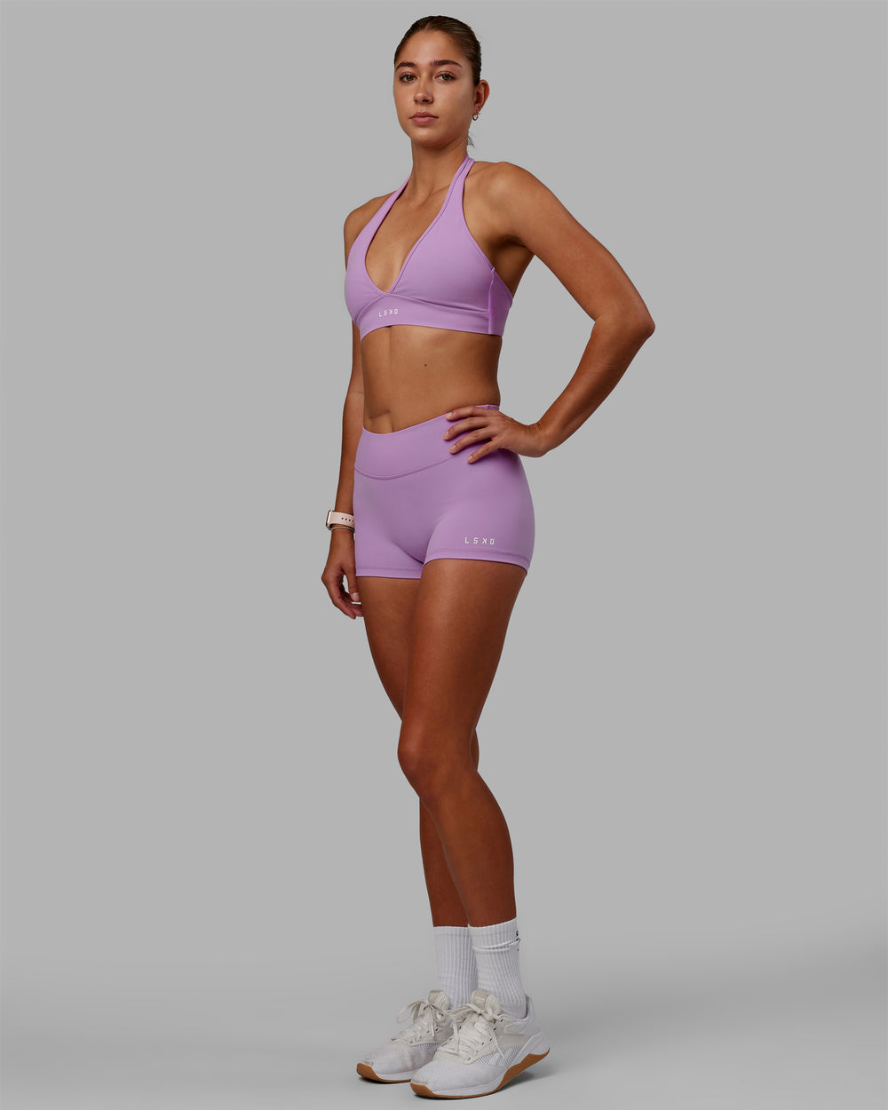 Woman wearing RXD Micro Short Tights - Light Violet