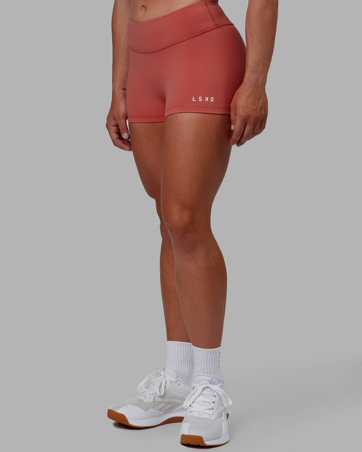 Woman wearing RXD Micro Short Tights - Mineral Red
