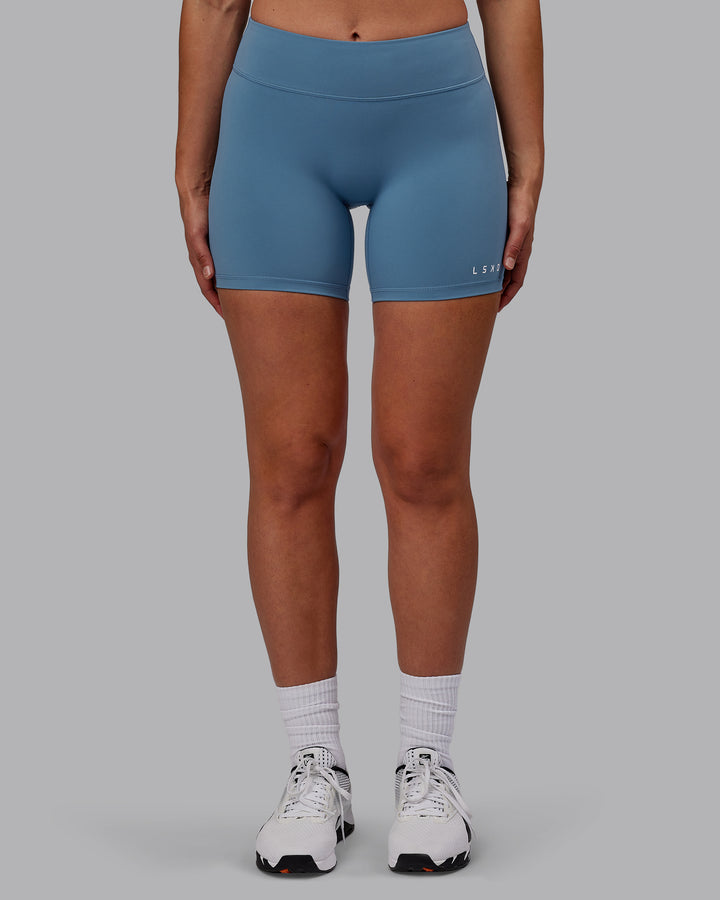 Woman wearing RXD Mid Short Tights - Elemental Blue
