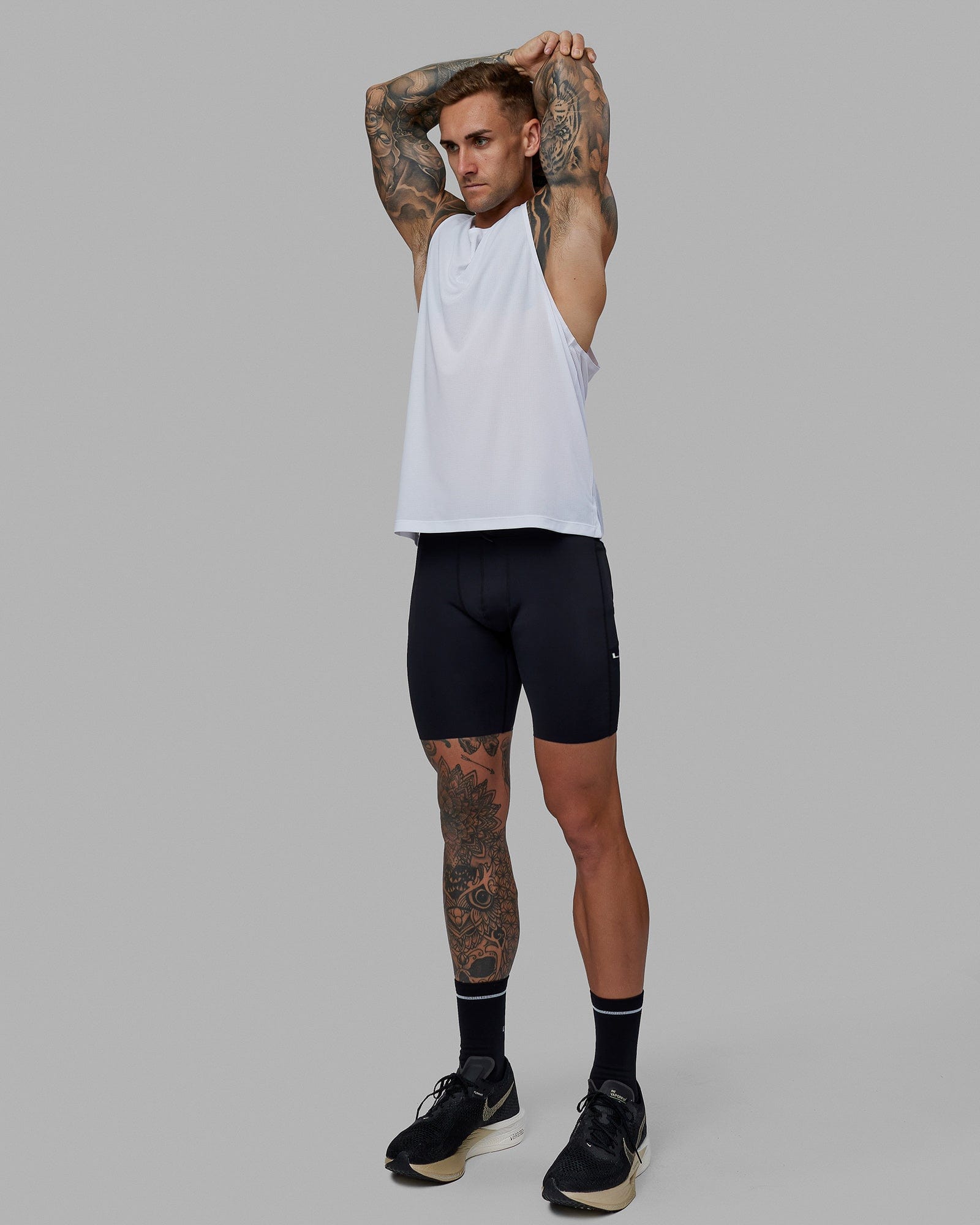 Man wearing Race Day 8" Short Tight - Black