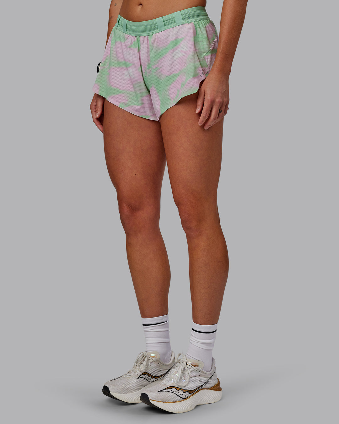 Woman wearing Race Day 3&quot; Running Shorts - Mystic Print