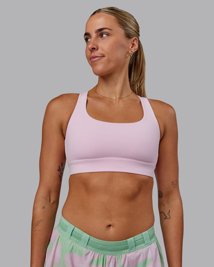 Woman wearing Race Day Sports Bra - Marshmallow
