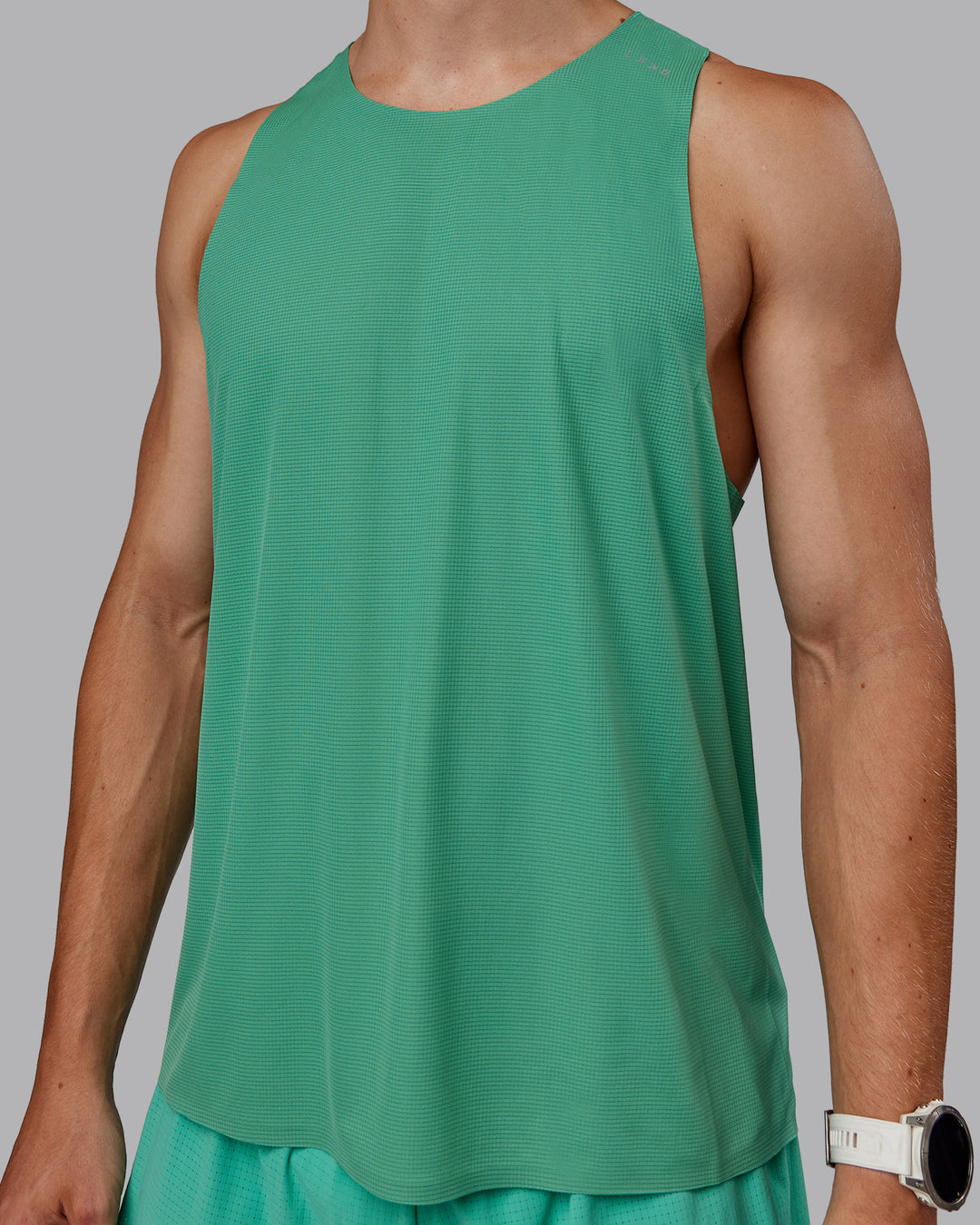 Man wearing Race Day Performance Tank - Mystic Green