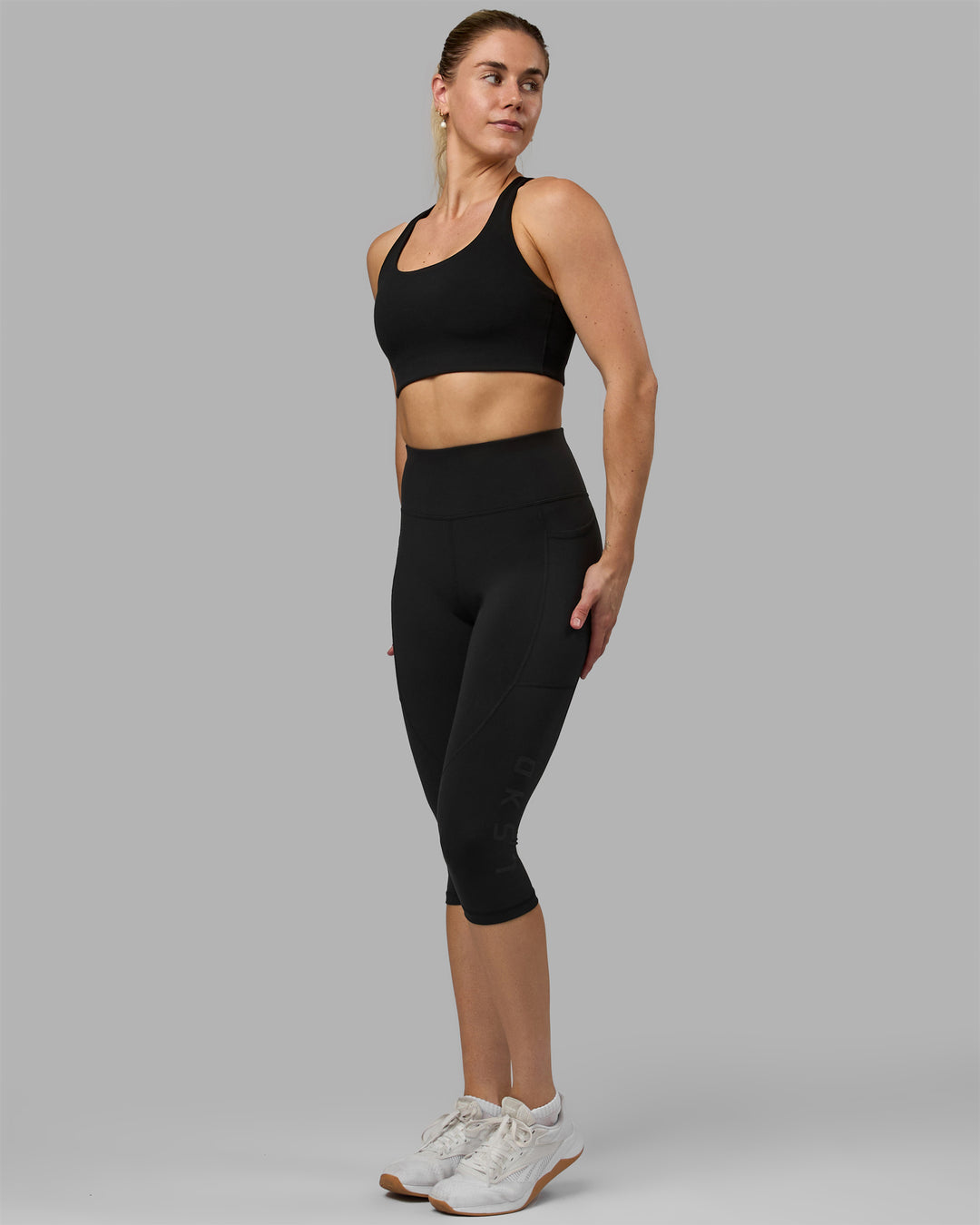 Women Wearing Rep 3/4 Length Tight - Black-Black