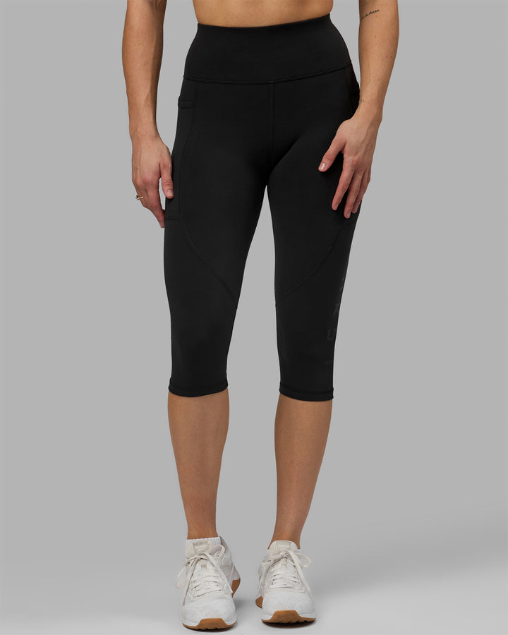 Women Wearing Rep 3/4 Length Tight - Black-Black
