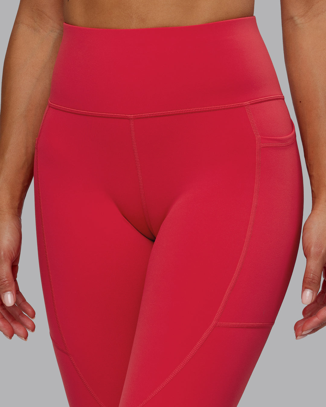 Woman wearing Rep 7/8 Length Tights - Scarlet-White