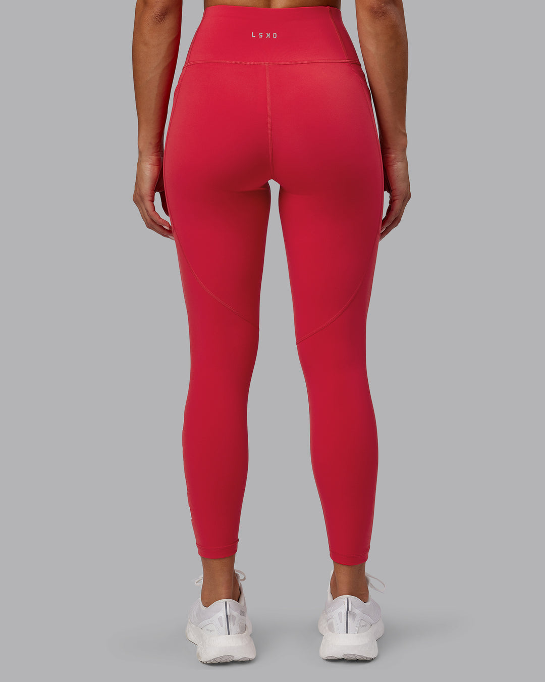 Woman wearing Rep 7/8 Length Tights - Scarlet-White