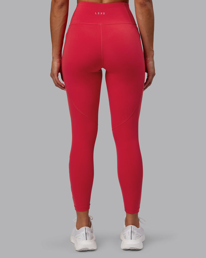 Woman wearing Rep 7/8 Length Tights - Scarlet-White
