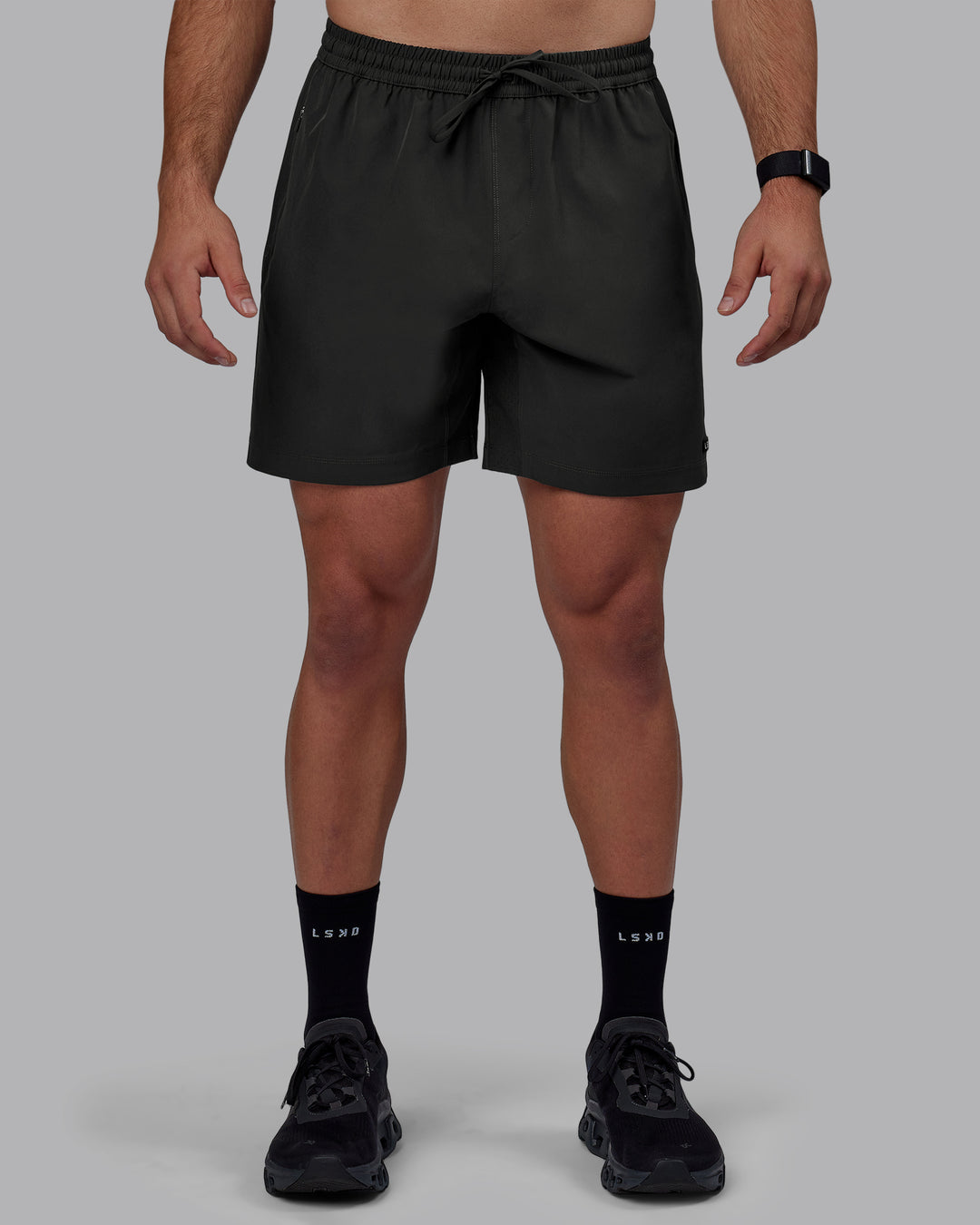 Man wearing Rep 7&quot; Performance Shorts - Pirate Black