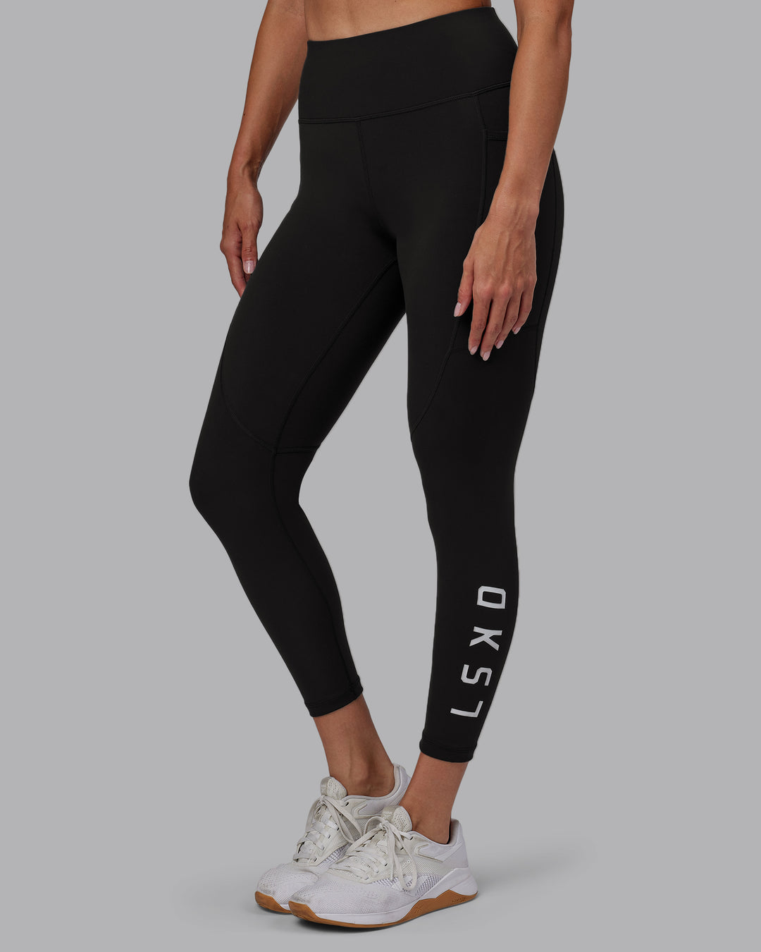 Women Wearing Rep 7/8 Length Tight - Pirate Black-White