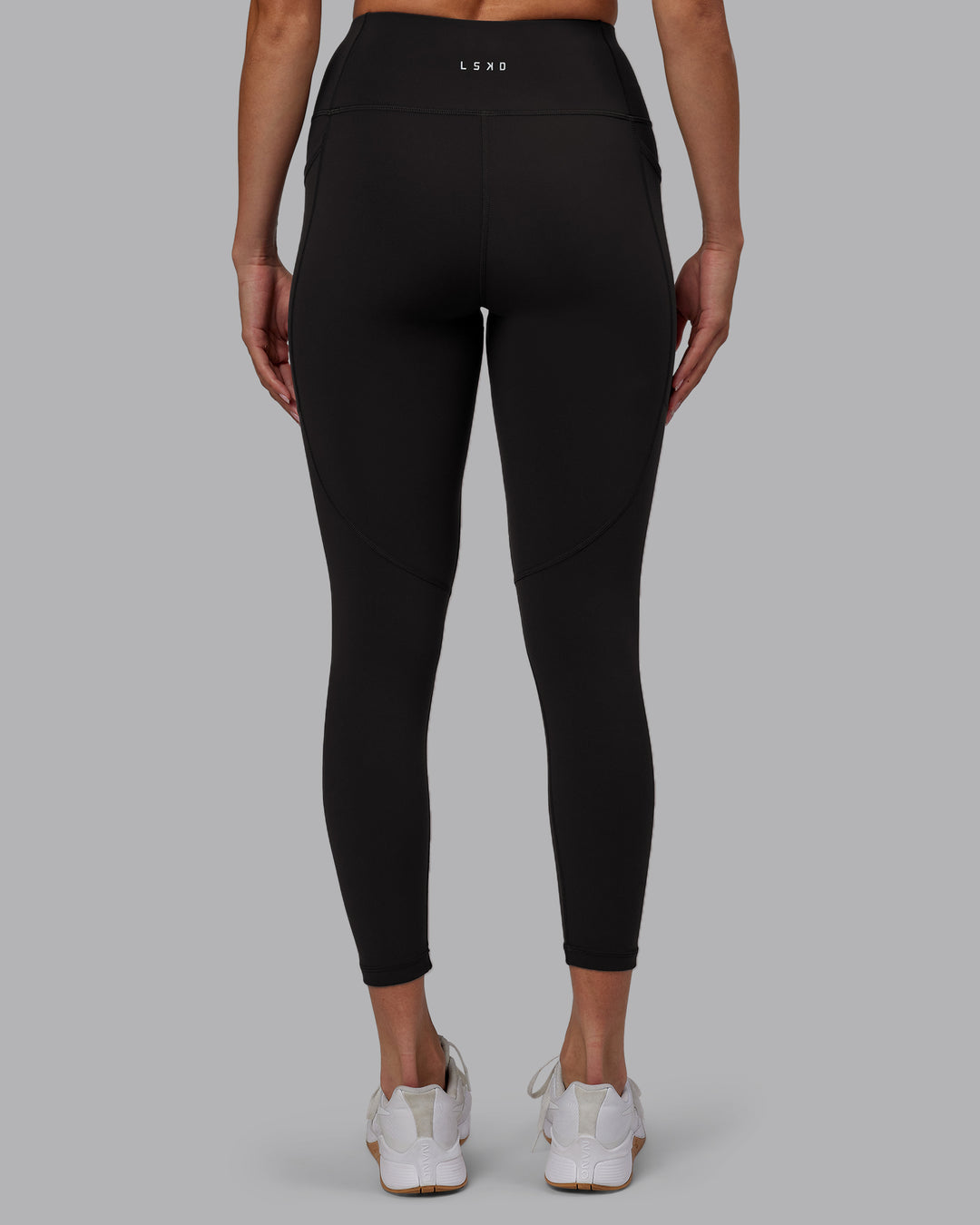 Women Wearing Rep 7/8 Length Tight - Pirate Black-White