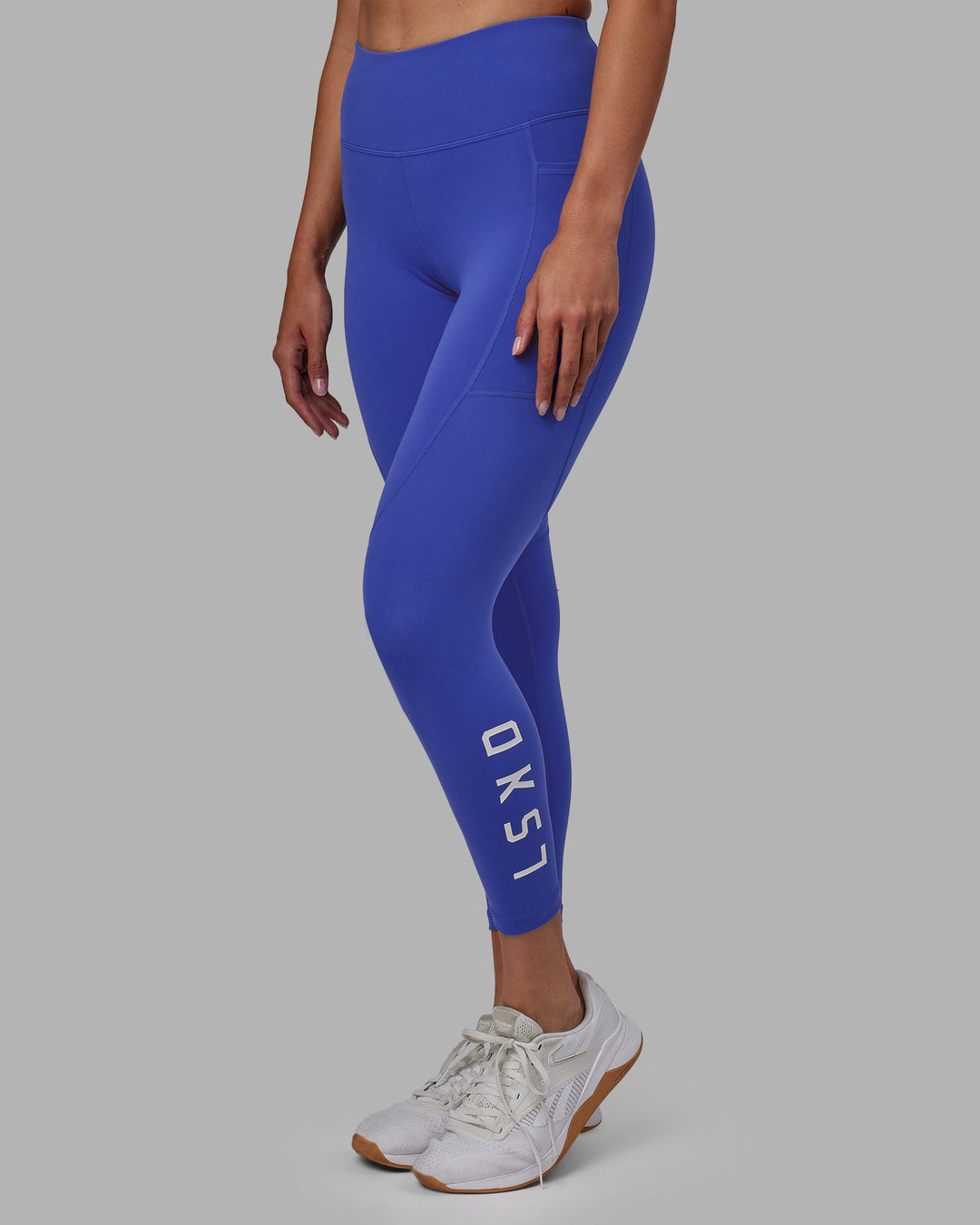 Women Wearing Rep 7/8 Length Tight - Power Cobalt-White