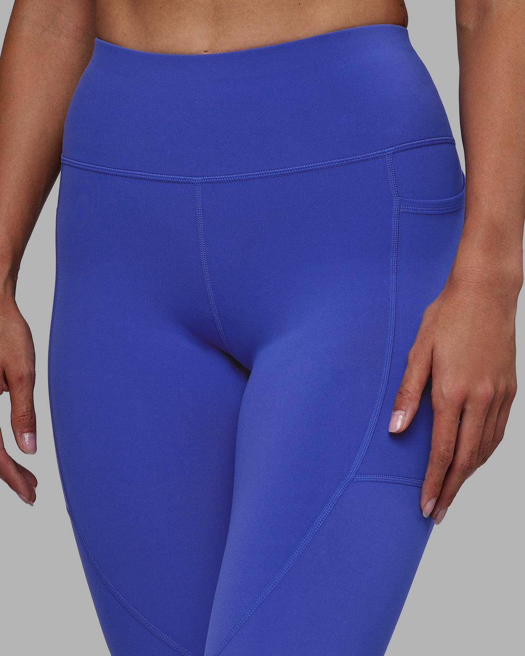 Women Wearing Rep 7/8 Length Tight - Power Cobalt-White