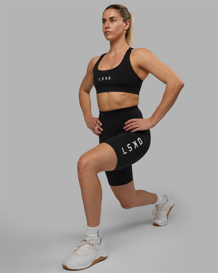 Women Wearing Rep Bike Short Tight - Black-White
