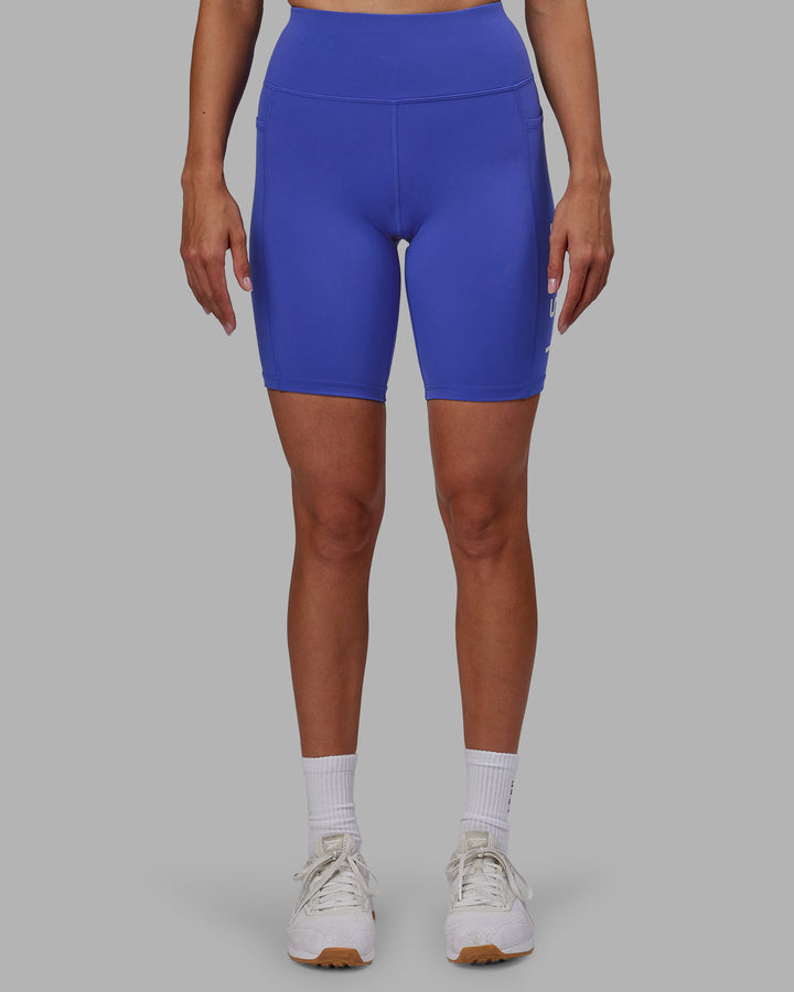 Women Wearing Rep Bike Short Tight - Power Cobalt-White
