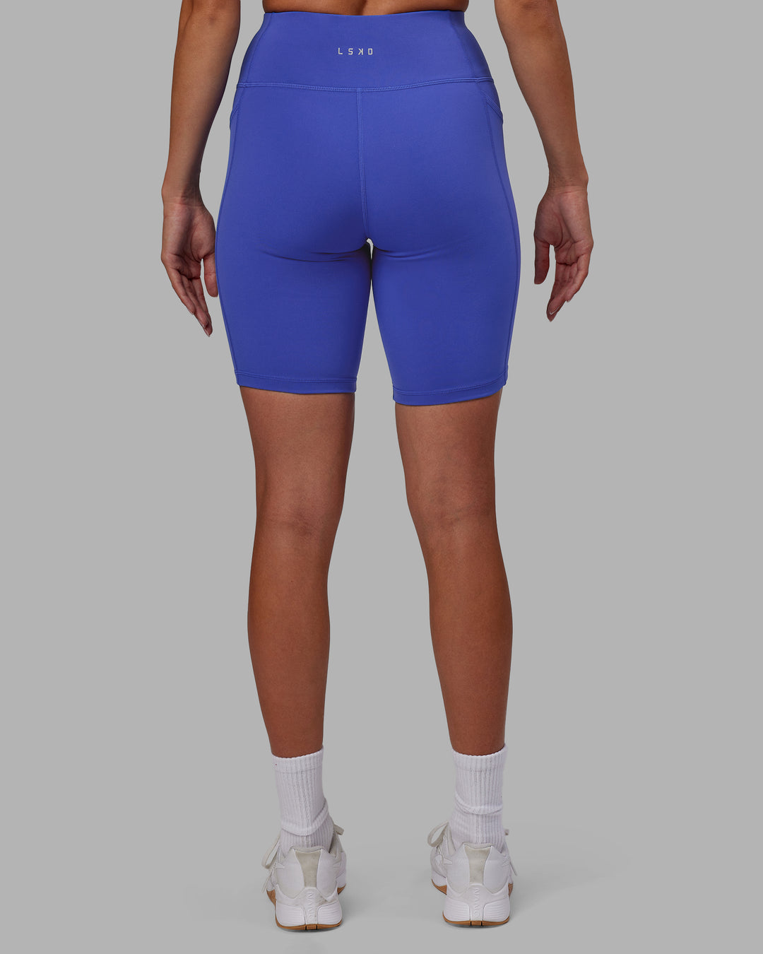 Women Wearing Rep Bike Short Tight - Power Cobalt-White