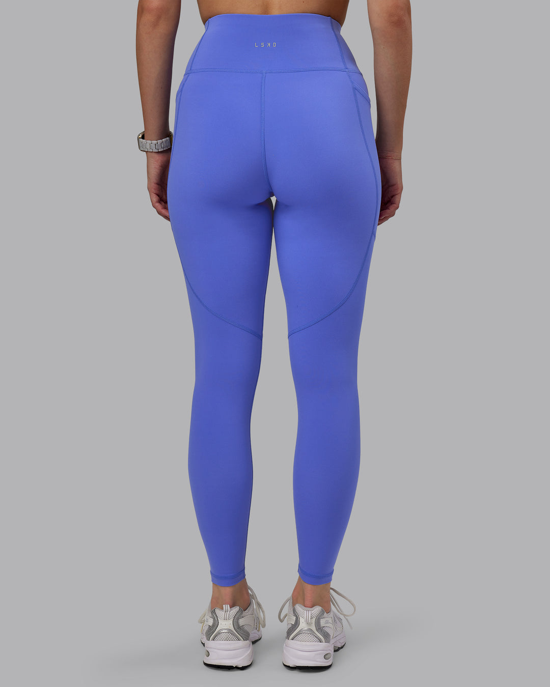 Woman wearing Rep Full Length Tights - Baja Blue-White