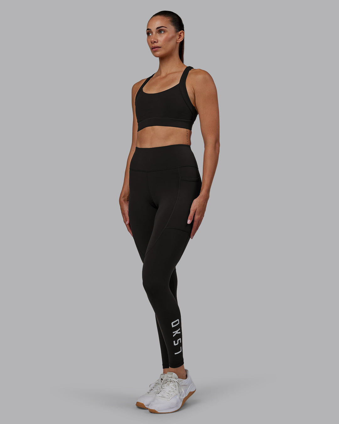 Women Wearing Rep Full Length Tight - Pirate Black-White