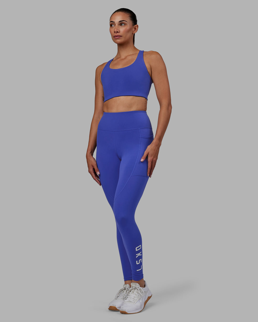 Women Wearing Rep Full Length Tight - Power Cobalt-White