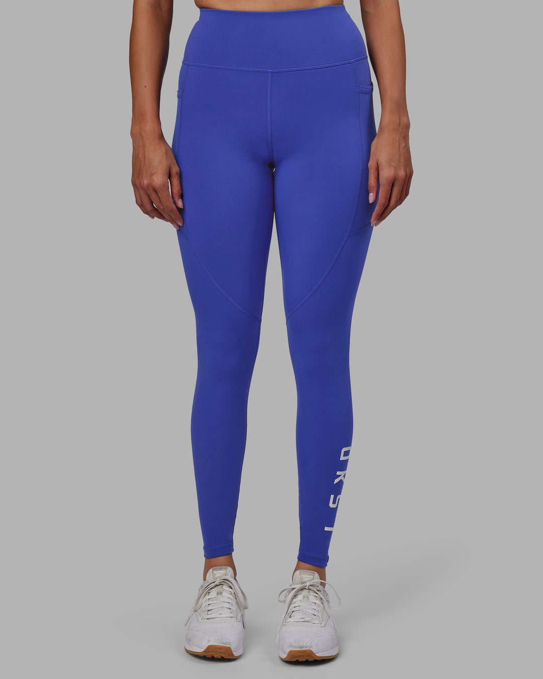 Women Wearing Rep Full Length Tight - Power Cobalt-White