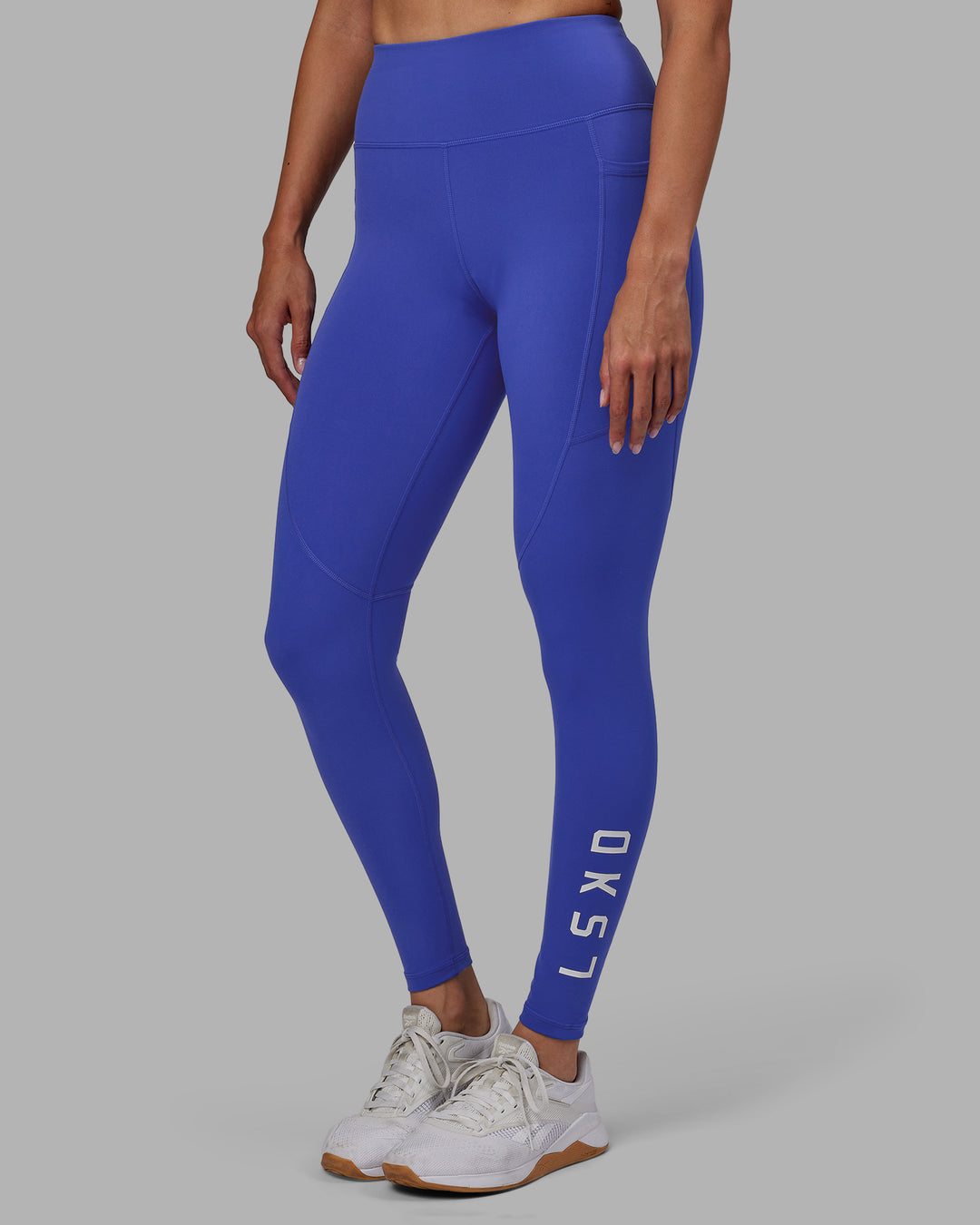 Women Wearing Rep Full Length Tight - Power Cobalt-White