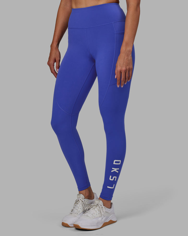 Women Wearing Rep Full Length Tight - Power Cobalt-White
