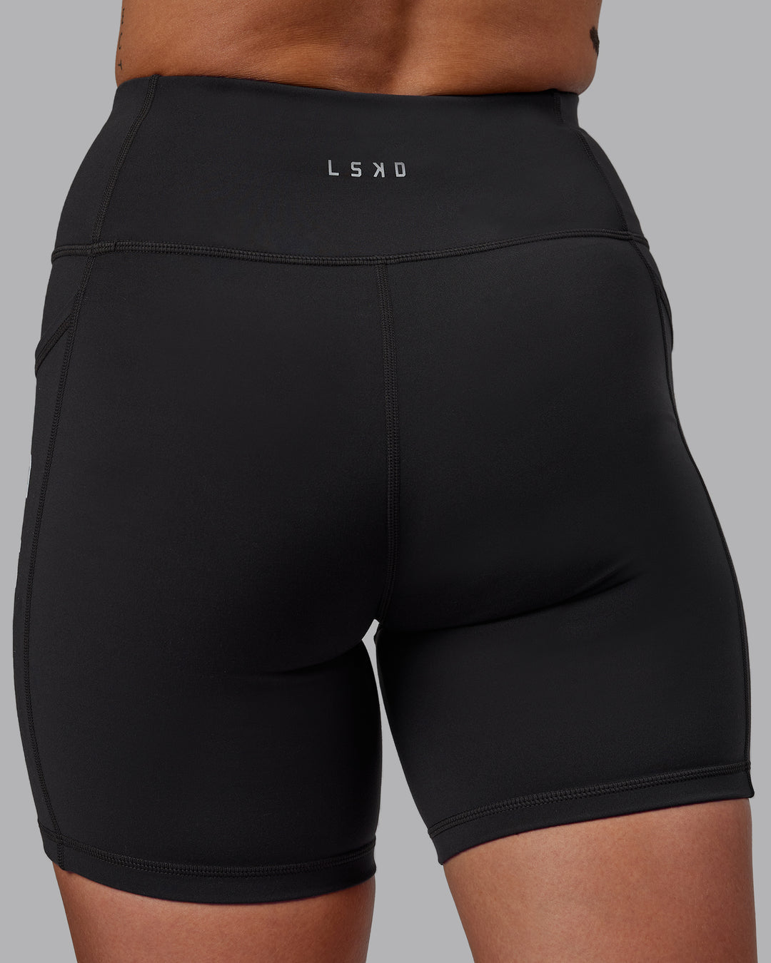 Women Wearing Rep Mid Short Tight - Pirate Black-White