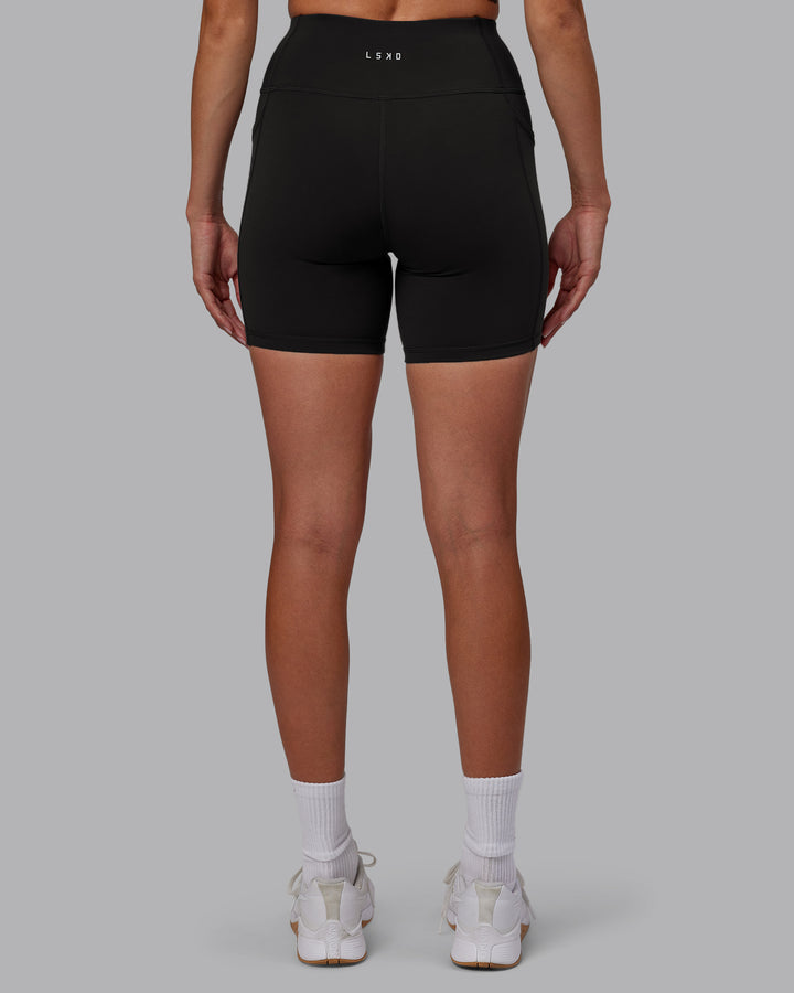 Women Wearing Rep Mid Short Tight - Pirate Black-White
