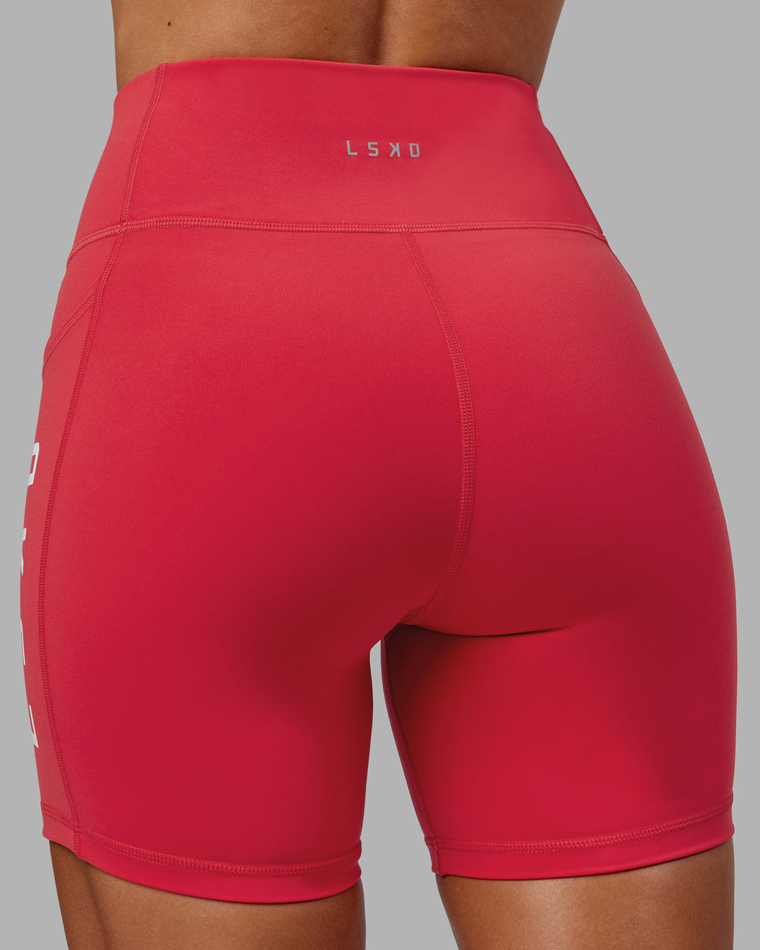 Woman wearing Rep Mid Short Tights - Scarlet-White