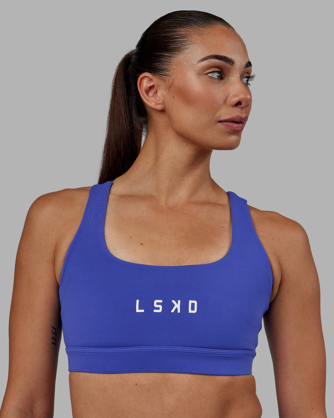 Women Wearing Rep Sports Bra - Power Cobalt-White