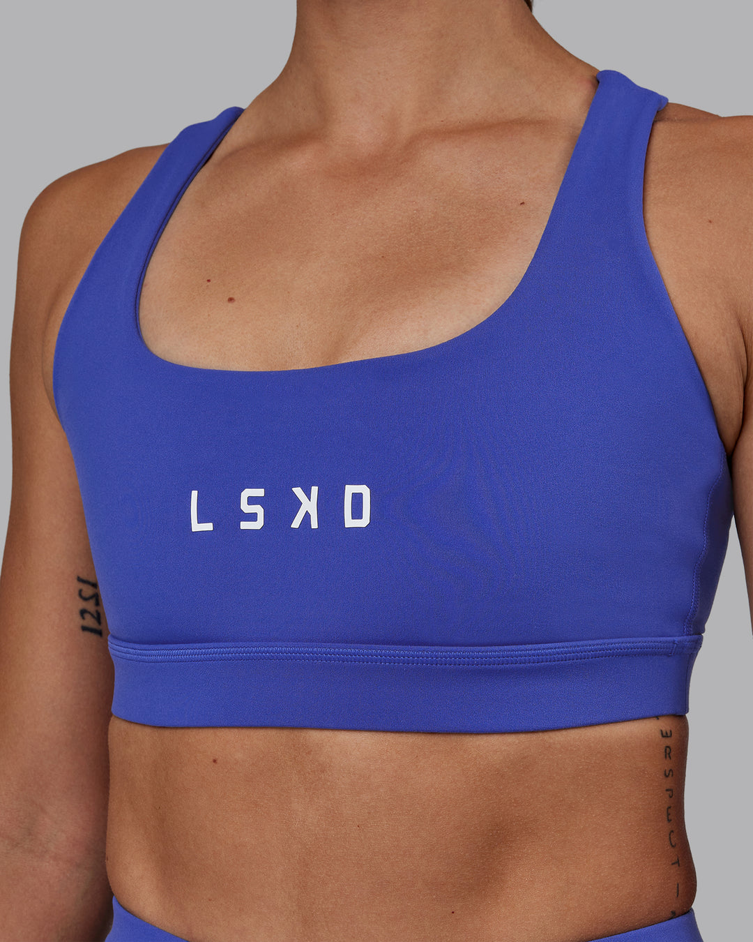 Women Wearing Rep Sports Bra - Power Cobalt-White