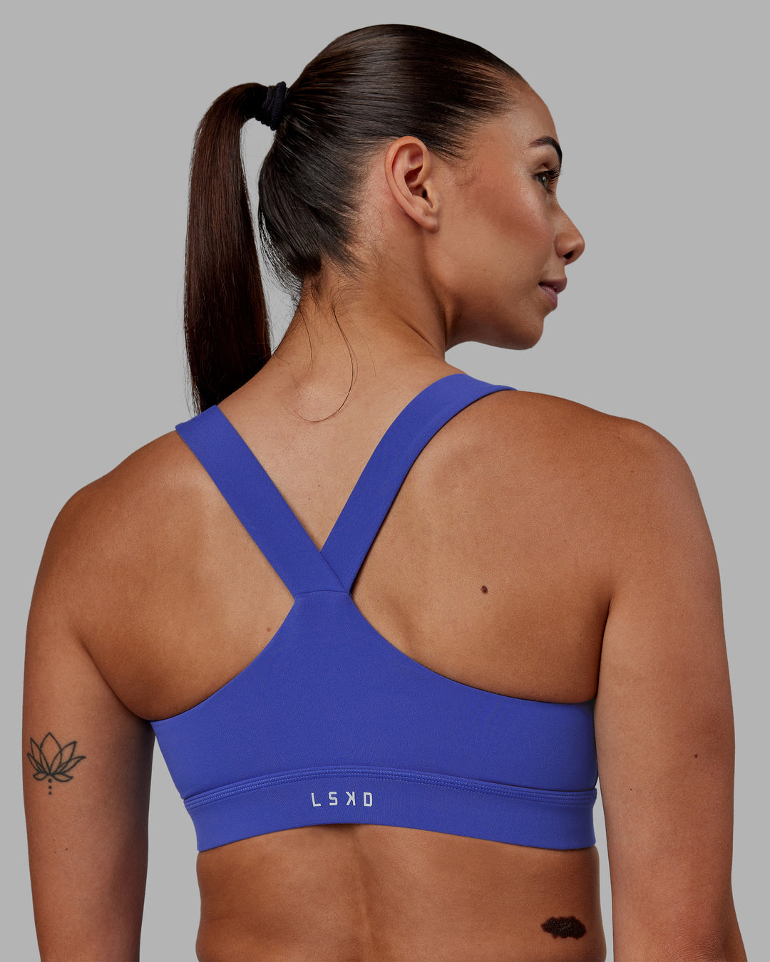 Women Wearing Rep Sports Bra - Power Cobalt-White