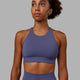 Woman wearing Resistance Ribbed Sports Bra - Future Dusk