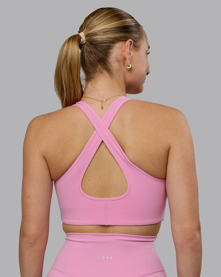 Woman wearing Stamina Sports Bra (D/DD/E) - Bubblegum
