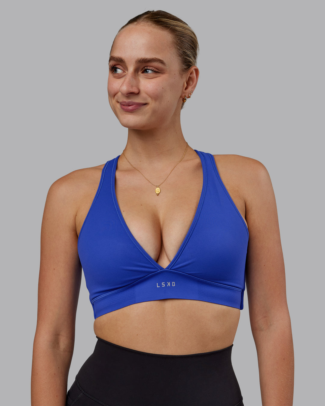 Woman wearing Stamina Sports Bra (D/DD/E) - Power Cobalt