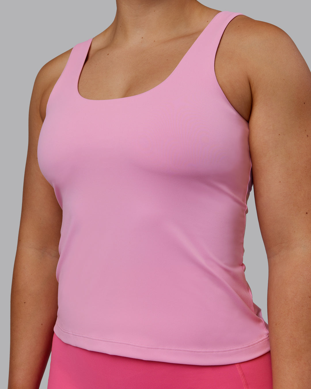 Woman wearing Staple Active Shelf Bra Tank - Bubblegum