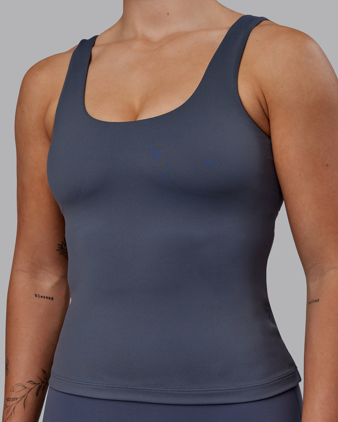 Woman wearing Staple Active Shelf Bra Tank - Turbulence