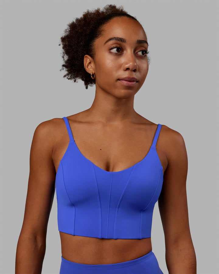 Woman wearing Streamline Bra - Power Cobalt
