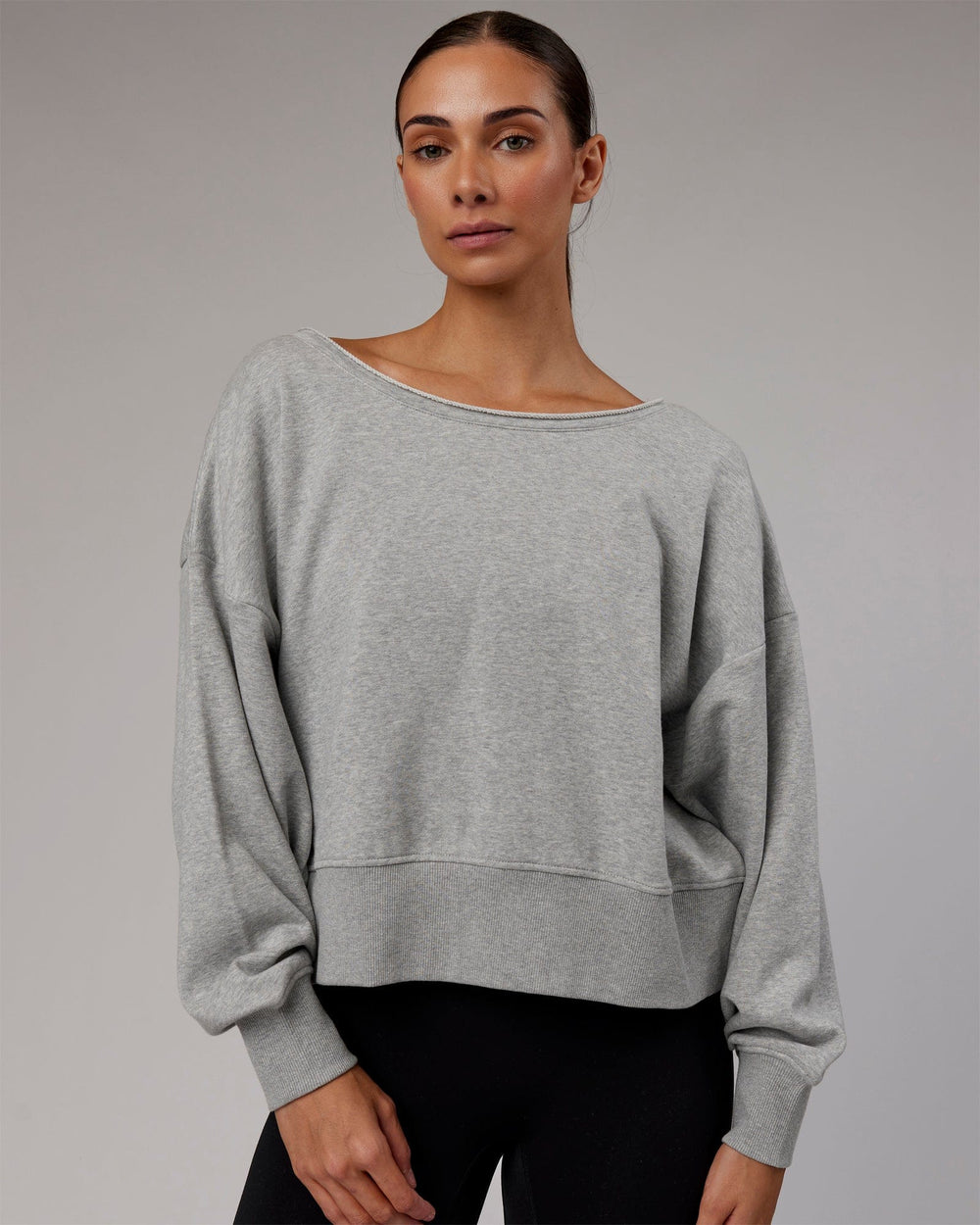 Woman wearing Tempo Sweater - Light Grey Marl