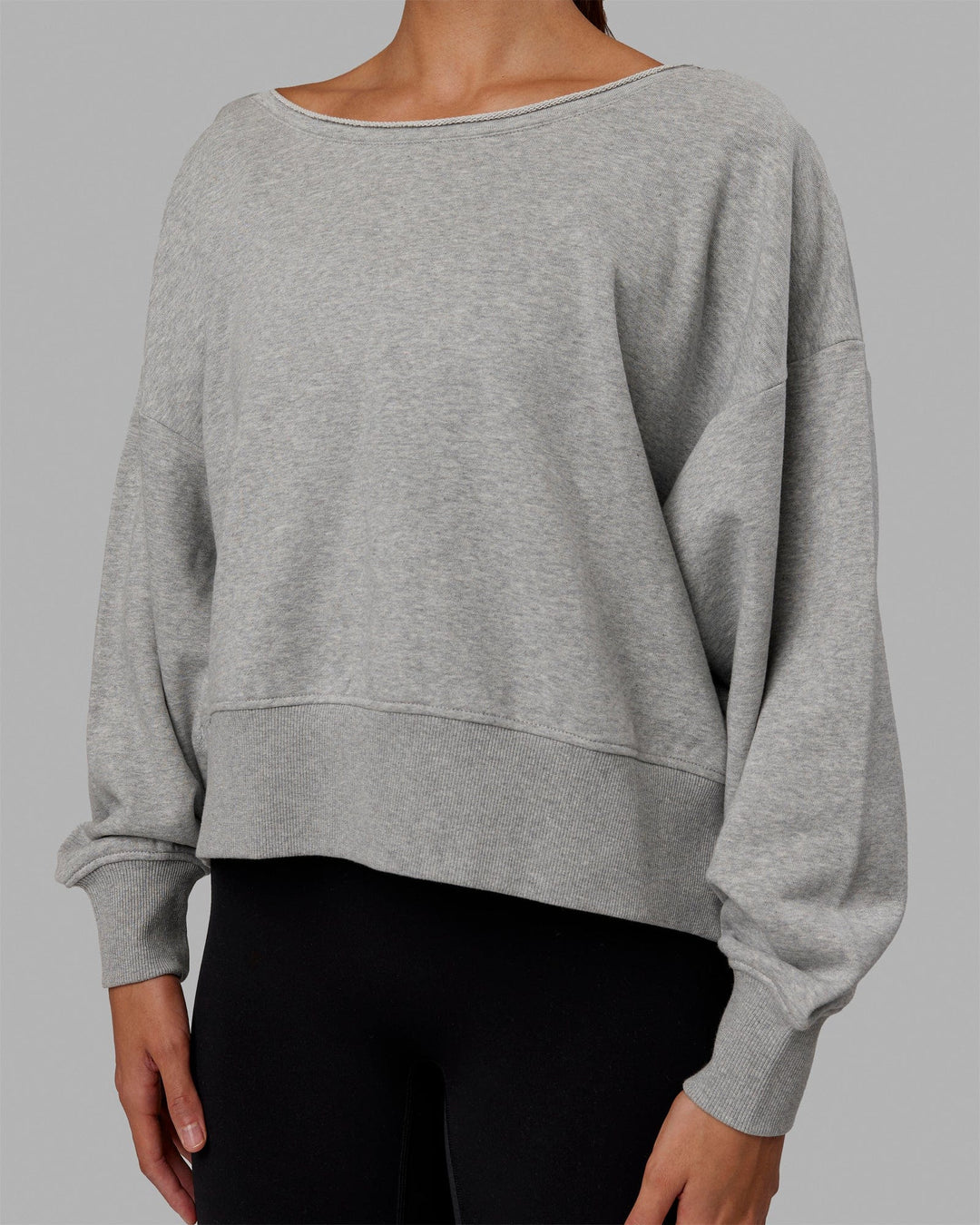 Woman wearing Tempo Sweater - Light Grey Marl