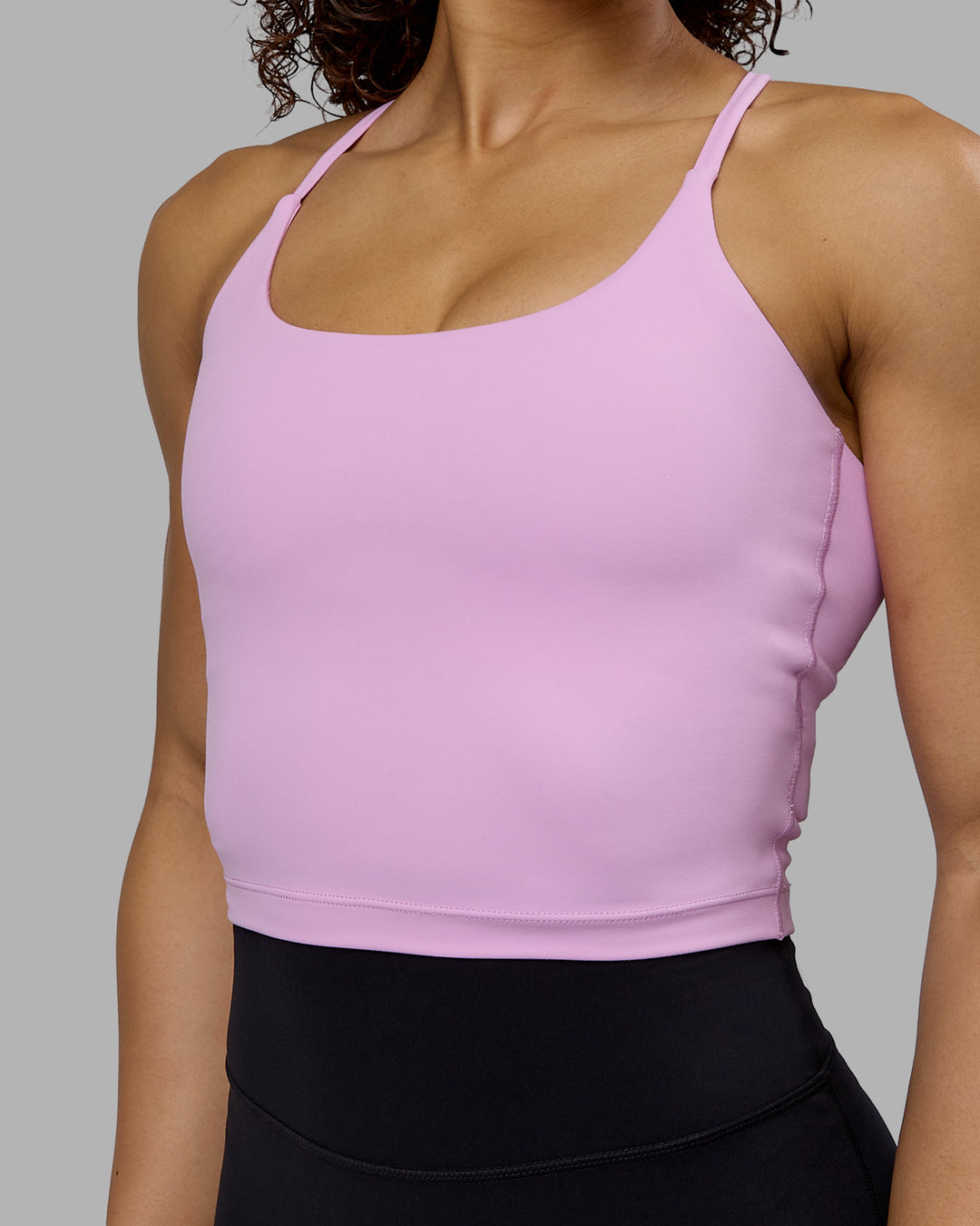 Woman wearing Twist Shelf Bra Tank - Pastel Orchid