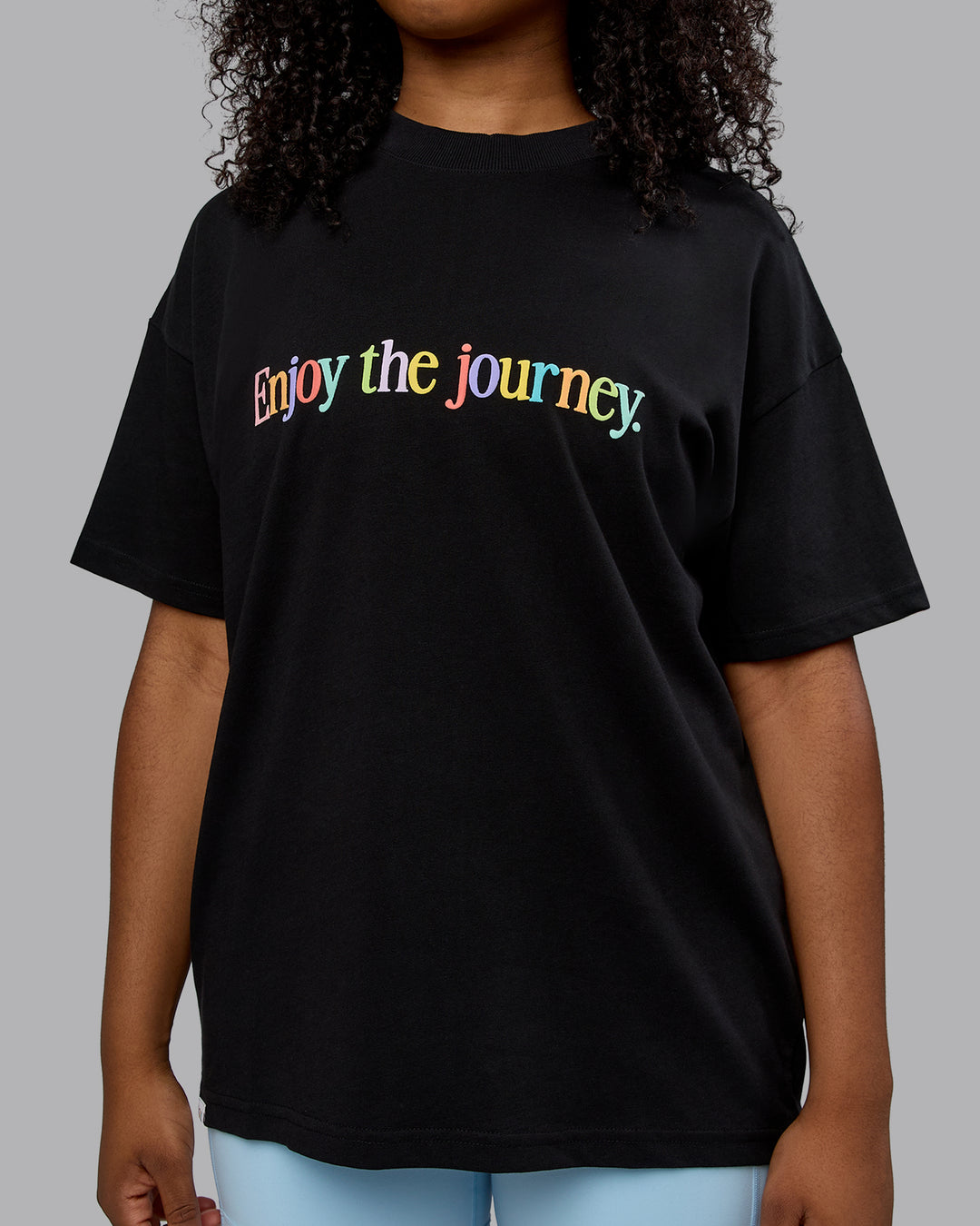 Woman wearing Unisex Enjoy The Journey Heavyweight Tee Oversize - Black-Multi