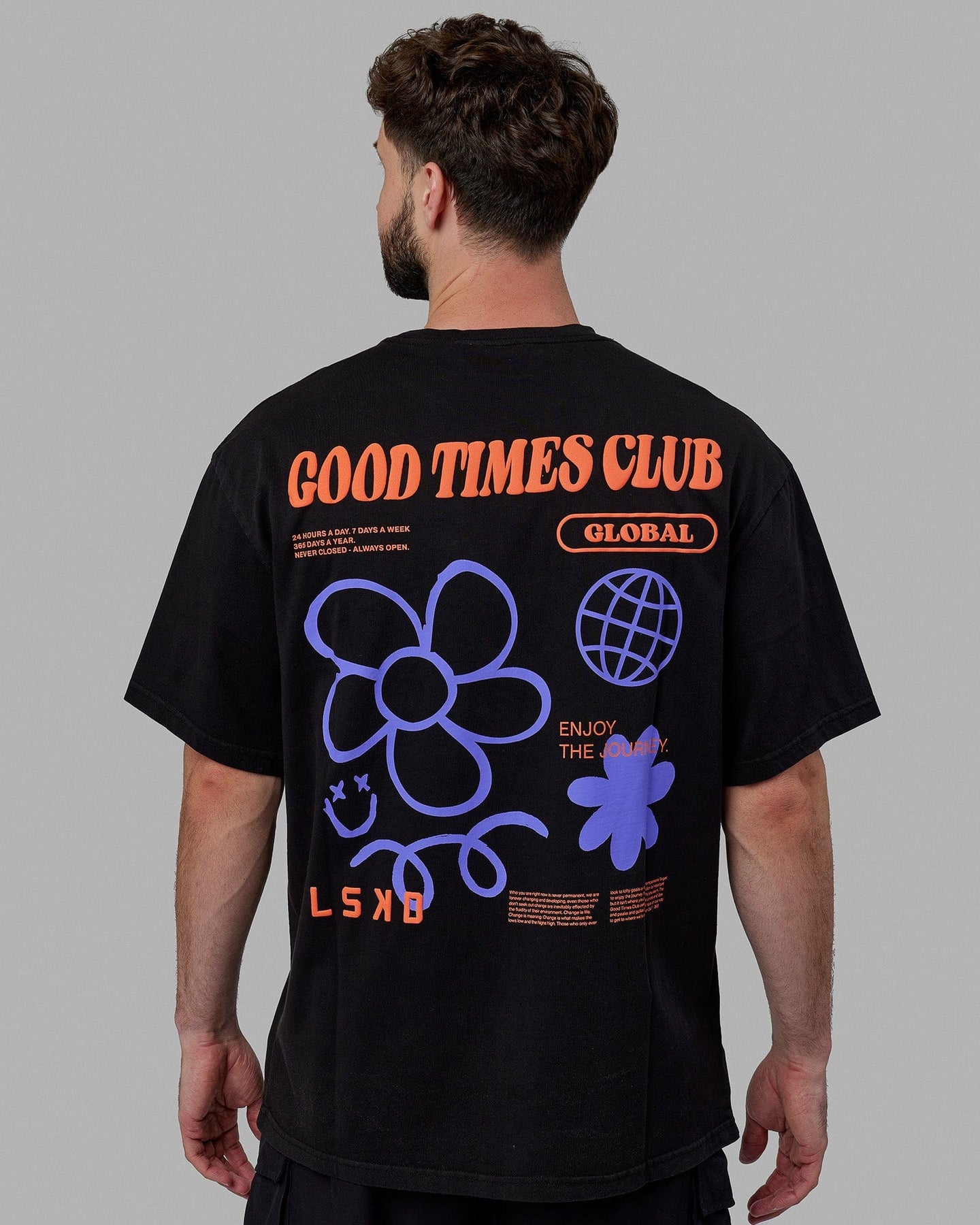 Unisex Good Times Global Heavyweight Tee Oversize - Black-Red