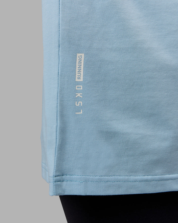 Unisex Just Keep Running FLXCotton Tee Oversize - Glacial Blue-Off White
