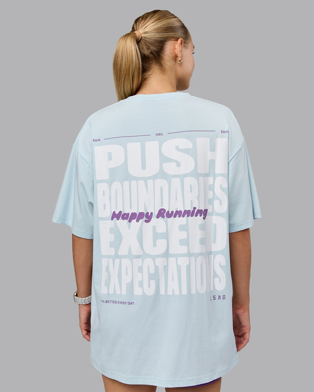 Unisex Push Boundaries FLXCotton Tee Oversize - Light Cyan-White